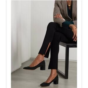 CHLOE 'Lauren' Women's 40 / US 10 Scalloped Heel Pump Black Leather Designer